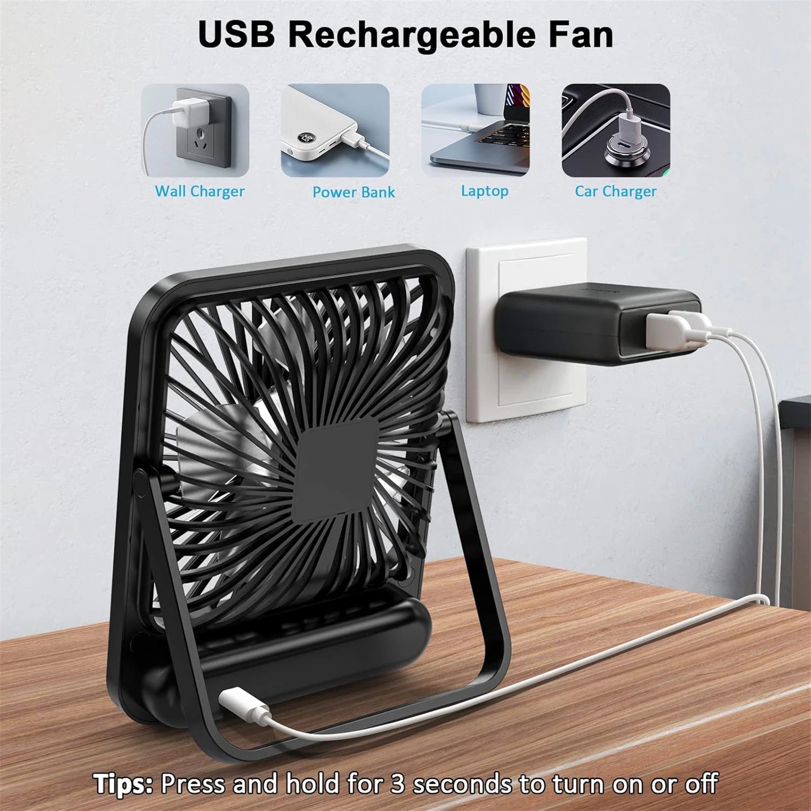 BreezeNest Rechargeable Desk Fan